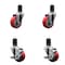 Service Caster 3.5'' Red Poly Wheel Swivel 1-5/8'' Expanding Stem Caster Set 2 Brakes, 4PK SCC-EX20S3514-PPUB-RED-2-TLB-2-158 - alternate 1